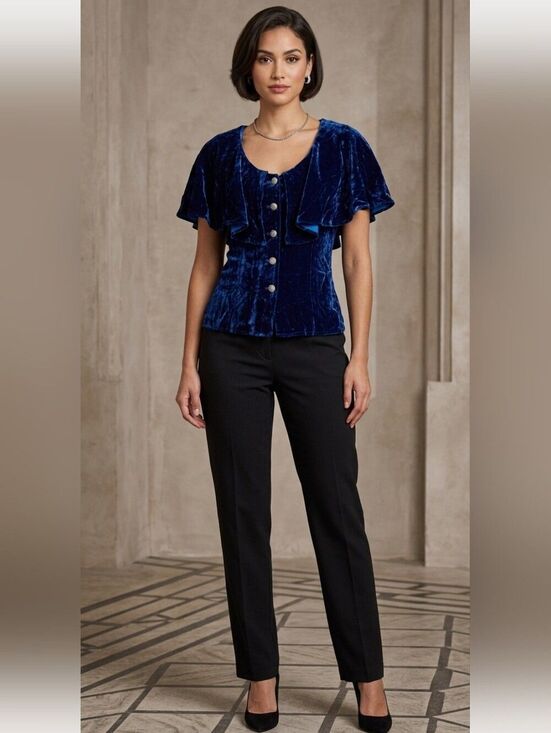 Unbranded Tops - M Designs by Martin McCrea Blue Velvet Top Size M